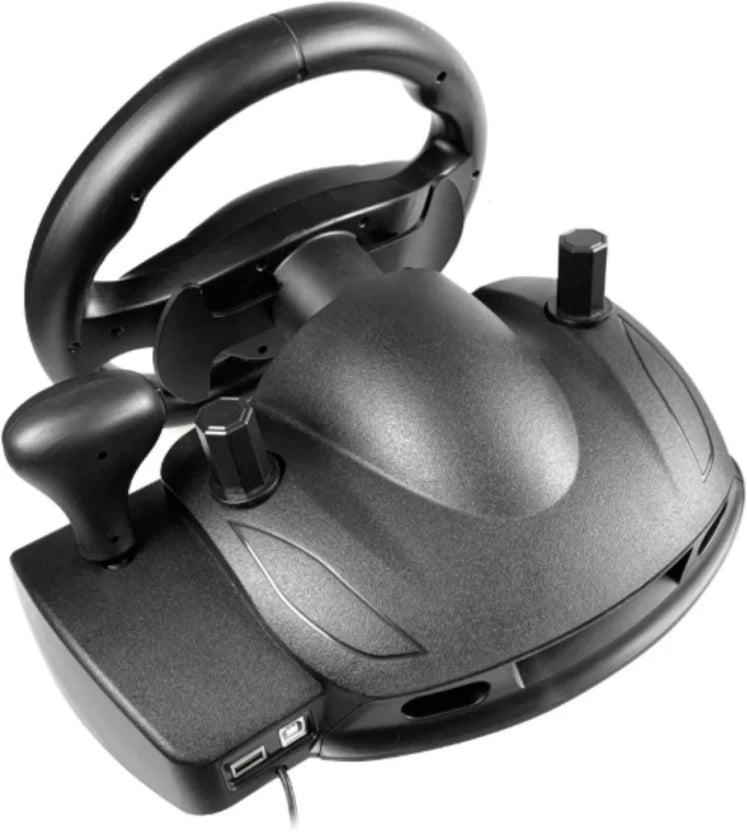 Andowl Wired Racing Game Steering Wheel with Shifter/Gear And Linear Pedals Motion Controller (Black)