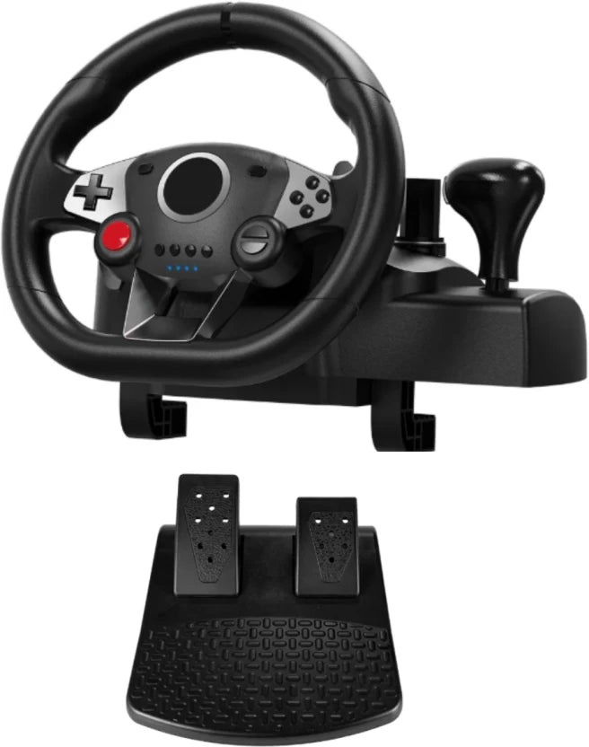Andowl Wired Racing Game Steering Wheel with Shifter/Gear And Linear Pedals Motion Controller  (Black)