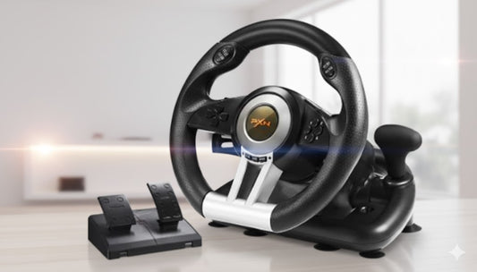 PXN V3II Steering Wheel for PS3, PS4, Xbox One, Xbox Series X/S - Black