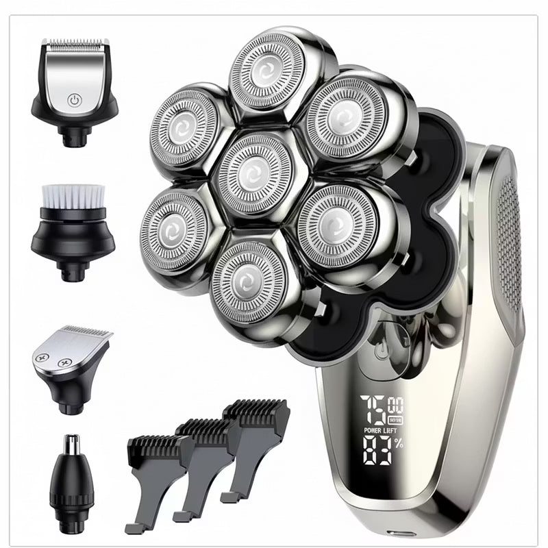 7D Magnetic Head Shaver – 5-in-1 Grooming Kit