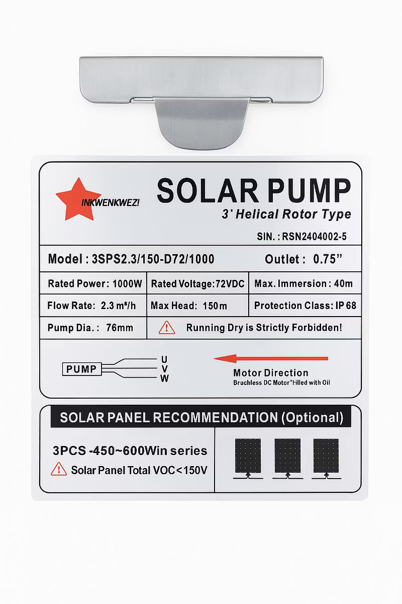 1000W Borehole Solar Pump